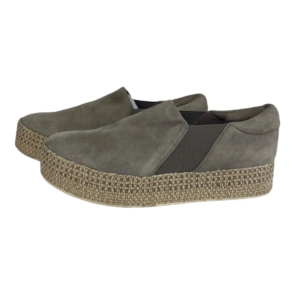 Vince Espadrille Platform Slip-on Sneakers Gray Suede Size 7.5‎ / 37.5
